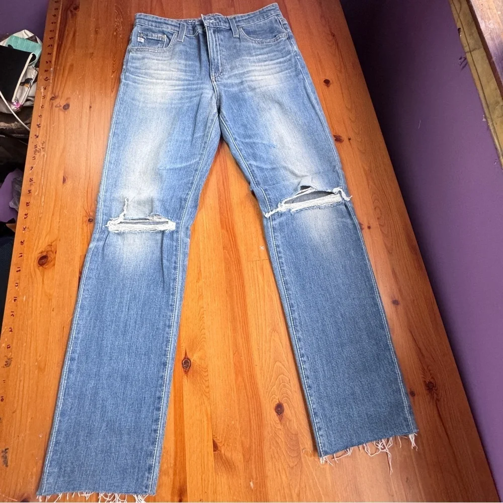 AG Adriano Goldschmied the Isabelle high rise straight cropped jeans size 27r - Picture 3 of 14